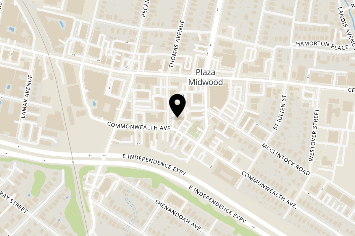 Map showing the location of Cilantro Kitchen on 2001 Commonwealth Ave in Charlotte